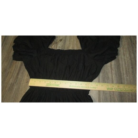 Dizzy Lizzy Women's Black Peasant Style Short Slv Dress Ruffles Size Medium Boho - Picture 5 of 13
